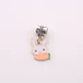 Cute rabbit carrot charm alloy jewelry accessory, perfect for DIY bracelets and necklaces making. - Pink Rabbit with Carrot