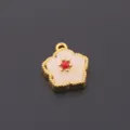 Alloy imitation jade flower pendant diy charm gold color red bead necklace bracelet accessory - White Jade Flower Charm