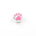 Silberfarbene Metall Perle mit rosa Emaille Pfotenabdruck fur DIY Armband Halskette Schmuckherstellung - Fuchsia