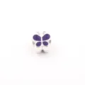 Silver DIY large hole charm bead with purple enamel butterfly design for bracelet crafting. - Butterfly / Purple