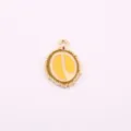 Gold-plated metal enamel durian fruit pendant charm for DIY bracelet necklace jewelry making. - Durian