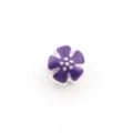 Silver tone purple enamel five petal flower charm bead DIY bracelet jewelry accessory - Cherry Blossom / Purple