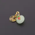 Gold-plated alloy jade-like ring enamel pendant DIY charm for necklace bracelet accessory - Green Ring Hollow Charm