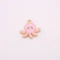 Süßer rosa Oktopus Emaillierter Legierungs Anhänger für DIY Handgemachte Schmuck Zubehör - Rosa Oktopus