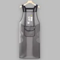 Waterproof TPU kitchen apron detail view, greaseproof material with wiping towels and handy front pocket. - Extended Wipe Hand Keep Happy