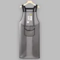 Waterproof oil-proof TPU kitchen apron grey cooking work apron with pocket for adults - Extended Pocket Keep Happy