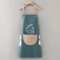 Waterproof kitchen apron detail, wipe-hand towel design, cute cartoon bear print, oil-proof work bib. - Blue Bear Wipe Hand