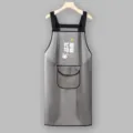 Delantal de cocina impermeable de TPU, delantal de trabajo antiaceite con bolsillo y dibujo tierno. - Regular Con Bolsillo Mantenerse Feliz