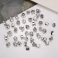 DIY Antiksilber Legierung Große Loch Perlen Charms, Europäischer Stil Armband Detail Ansicht. - 100 Stück/Packung / Mehrfarbig