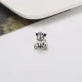 Vintage silberne Legierung großes Loch Charms Perle DIY Armband Zubehör Tier Design. - Teddybär / Antiksilber