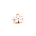 Pink enamel flower metal charm pendant for DIY bracelet necklace jewelry making accessories. - Pink