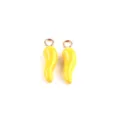 Detail shot of yellow chili alloy charm pendant, perfect for DIY jewelry and earrings. - Yellow