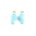 Blau Emaille Chili Anhänger Charms, Gold Öse Legierung DIY Schmuck Zubehör Paar. - Seeblau