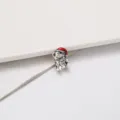 Cute Christmas bear charm bead with red enamel hat, alloy DIY jewelry accessory. - 5