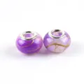 Lila Acryl Großloch Charm Perlen mit goldenen Linien und Silberkern für europäische Armbänder - Lila