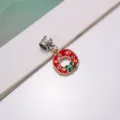 Christmas wreath alloy enamel charm pendant for DIY jewelry making and holiday crafts. - Donut