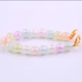 Pastell Harz Perlen Armband Kette, 10mm bunte Perlen mit goldenen Karabinerverschlüssen. - Weißes K Karabinerverschluss / Blaulicht Perlen Gemischt