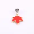 Red enamel maple leaf alloy charm bead for DIY bracelets, necklaces, and jewelry making. - Maple Leaf