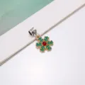 Christmas snowflake enamel pendant charm green red rhinestone DIY jewelry accessory item - Green Snowflake