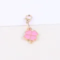 Gold alloy lobster clasp charm with pink enamel four leaf clover pendant for DIY jewelry making. - Four-Leaf Clover