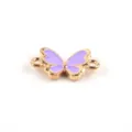 Goldfarbene Legierung lila Emaille Schmetterling Doppelöse Anhänger DIY Schmuck Zubehör - Lila