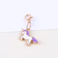 Cute gold alloy lobster clasp enamel unicorn charm pendant DIY jewelry making accessory. - Purple Horse