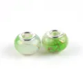 Perline charm verdi fai da te con linee dorate e anima in argento per i bracciali. - Verde