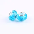 Blue faceted glass large hole charm bead for DIY European snake chain bracelets and necklaces. - Lake Blue
