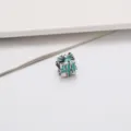 Silver gift box charm bead with teal enamel bow, DIY European large hole bead accessory for bracelet. - 13