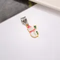 Christmas snowman enamel charm pendant, cute holiday alloy hanging jewelry accessory. - Snowman