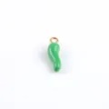 Green chili pendant alloy oil drop DIY jewelry making accessory charming earring keychain charm - Green