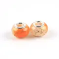 Perline in acrilico bicolore con foro grande fai da te con motivo dorato per braccialetti - arancio-rosso