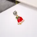 Christmas double bell enamel charm pendant for DIY jewelry making and alloy metal craft. - Double Bells