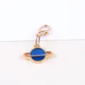 Gold Saturn Drop Pendant Charm with Lobster Clasp, Blue Enamel DIY Jewelry Accessory - Earth