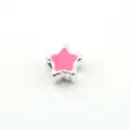 Perlina charm a stella argento con smalto rosa, ideale per bracciali DIY e gioielli. - Rosso rosa