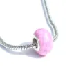 DIY Perle Craquelée Rose en Acrylique Grand Trou avec Chaîne Serpent Argent pour Bracelet - Rose