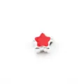 Perlina charm a stella rossa, perlina con foro grande in metallo argentato per gioielli DIY fai da te. - Rosso