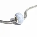 Perle acrylique imitation turquoise gros trou texture craquelée bracelet collier accessoire - Blanc