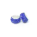 Abalorios de gran agujero pavimentados con pedrería azul ideales para pulseras y joyas DIY. - Azul marino