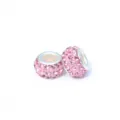 Abalorio Pavé Rosa Accesorio Pulsera DIY Pedrería Rosa Grano de Agujero Grande - Rosa