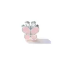 Silberfarbene Perle mit rosa Emaillierung in Schmetterlingsform für DIY Bettelarmbänder. - Stil 3