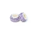 Abalorio charm pavé de cristal violeta para pulseras DIY, diseño de agujero grande con estrás. - Púrpura