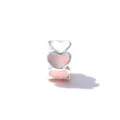 Verziertes DIY-Charm-Perle aus Silber mit rosa Emaile-Herzmustern für europäische Armbänder. - 4