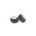 Abalorio de cristal negro con agujero grande pave para accesorios de pulsera DIY de joyas. - Negro