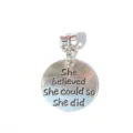 Silver alloy round charm pendant with quote engraving for DIY necklace bracelet jewelry - Engraved Round Tag / Silver