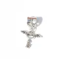 Silver alloy winged heart key charm pendant for DIY bracelet necklace jewelry making - Heart Wing Key / Silver