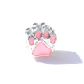Silver pink enamel paw print charm bead, cute pet lover large hole DIY bracelet accessory. - Pink Paw
