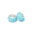Abalorio de cristal azul claro pave, pieza accesorio de joyeria para pulsera DIY agujero grande. - Azul lago