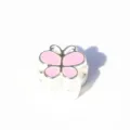 Beautiful pink enamel butterfly alloy charm bead for DIY European snake chain bracelets. - Butterfly Pink