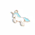 Gold-trimmed enamel unicorn charm pendant for DIY jewelry making, cute bracelet accessory. - Gold-Rimmed Enamel Unicorn Pendant